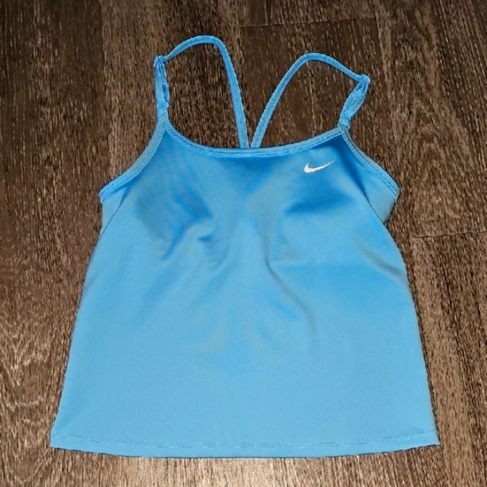 NIKE DRI-FIT Girls Youth Blue Active Tank Top, Nwots. Built In Bra Shelf. Medium